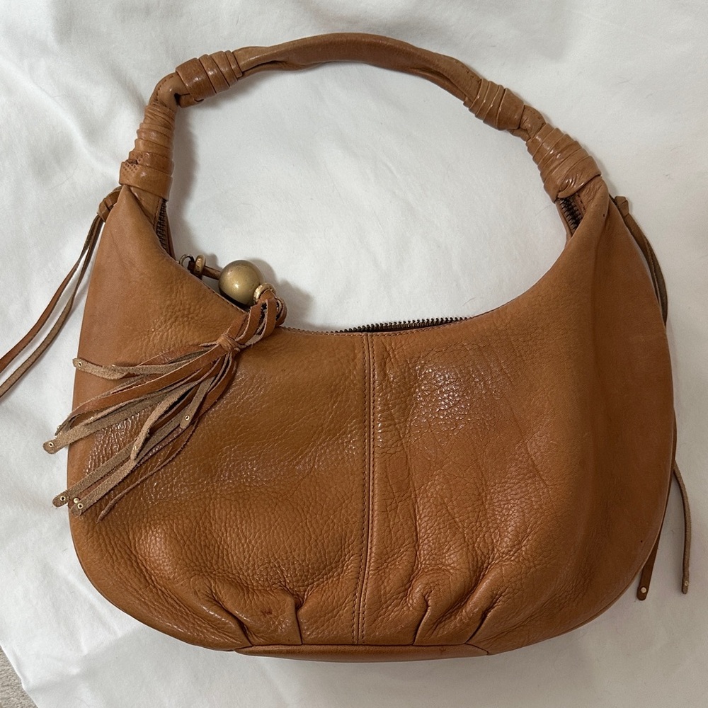 Sigrid Olsen Cognac Brown Leather Hobo with Tassel Accent - Picture 5 of 16